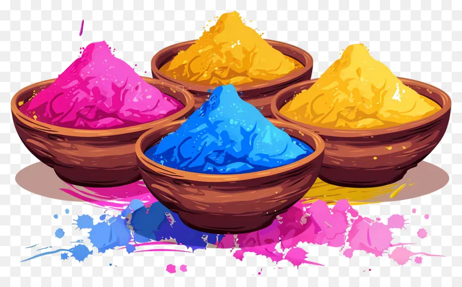 Fondo Holi，Cuencos De Polvo Coloridos PNG