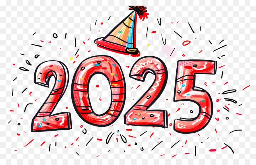 2025 Año，Rojo 2025 PNG