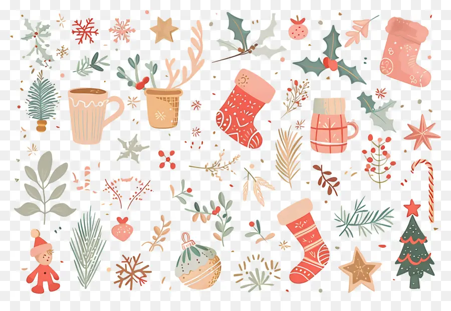 Fondo De Navidad，Decoraciones Navideñas PNG