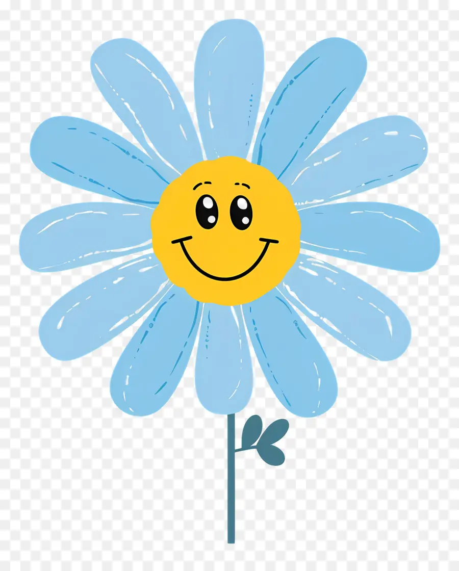 Flor Emoji，Flor Azul Sonriente PNG