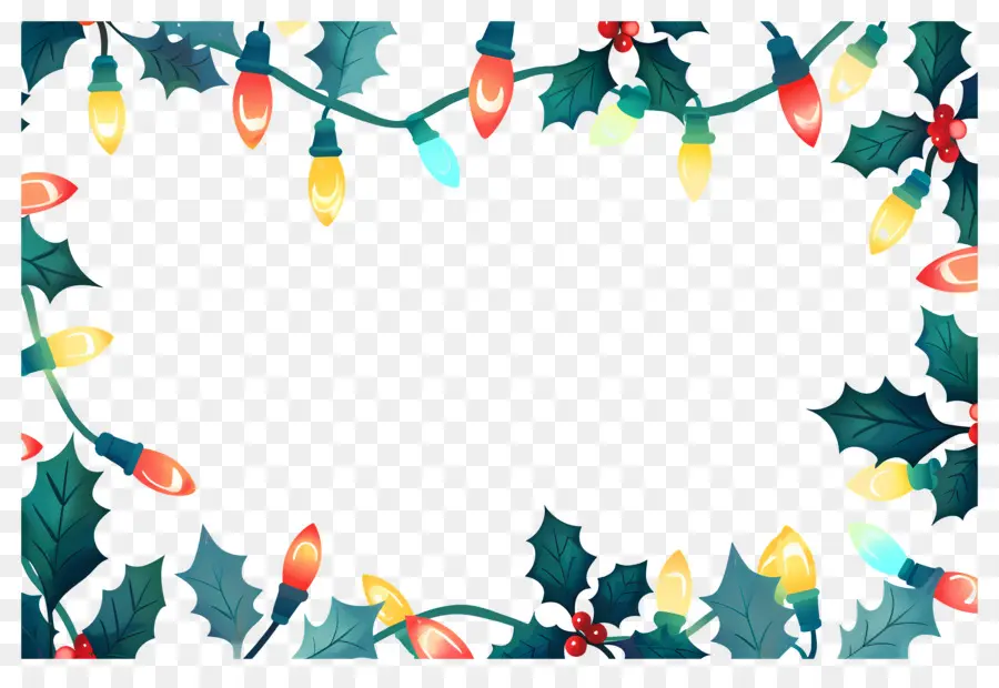 Fondo De Navidad，Luces Navideñas Y Acebo PNG