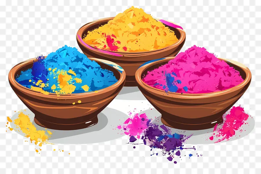 Fondo Holi，Cuencos De Polvo Coloridos PNG