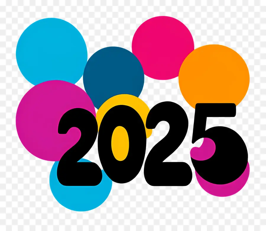 2025 Año，2025 Círculos Coloridos PNG