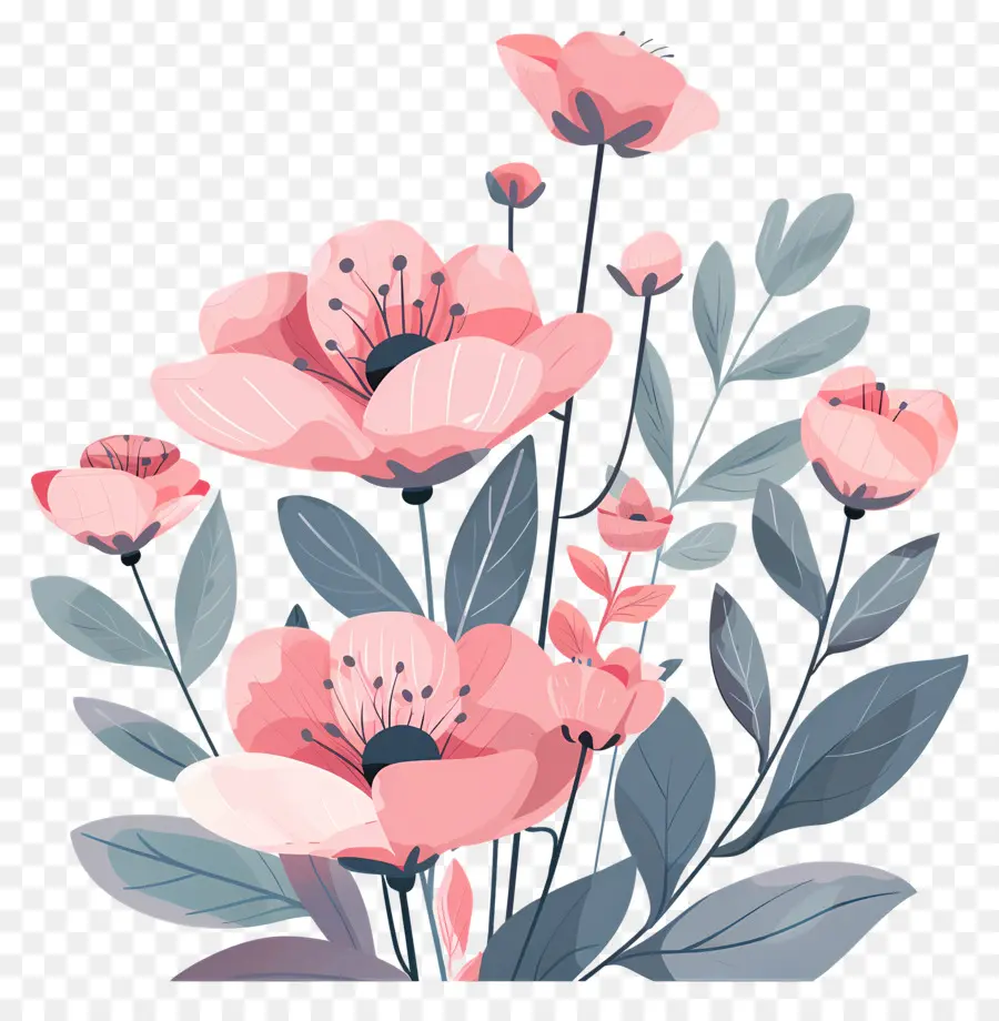 Fondo Rosa，Flores Rojas PNG