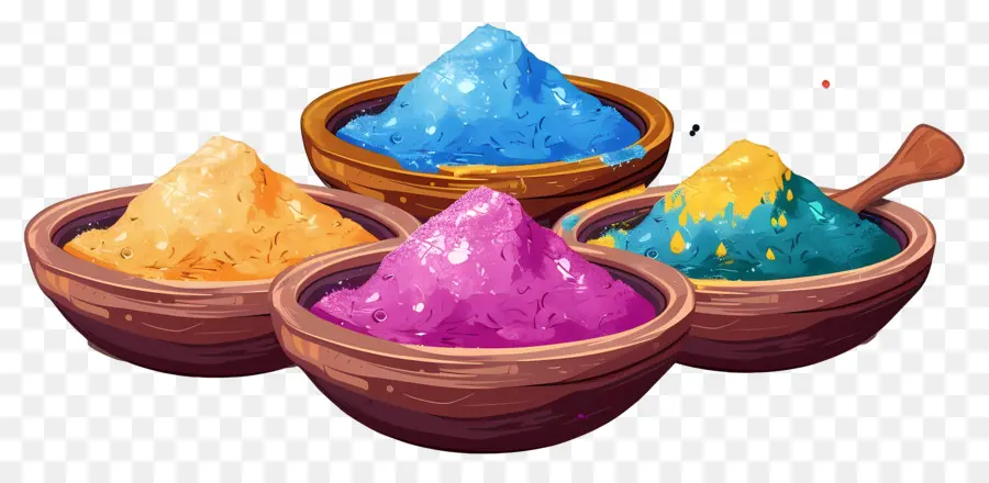 Fondo Holi，Cuencos De Polvo Coloridos PNG