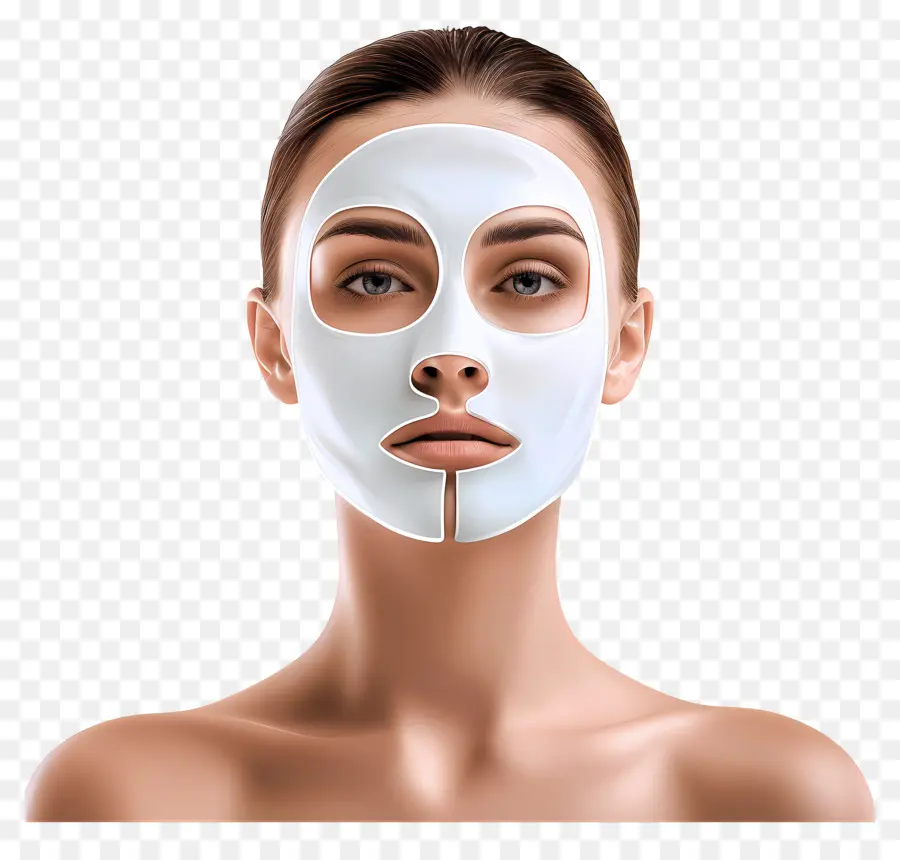 Hermosa Mujer，Mujer Con Mascarilla Facial Blanca PNG