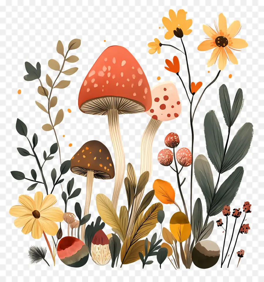 Fondo De Otoño，Hongos PNG