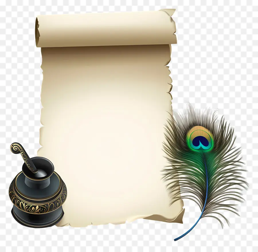 Papel De Pergamino Antiguo，Desplazarse Con Pluma PNG