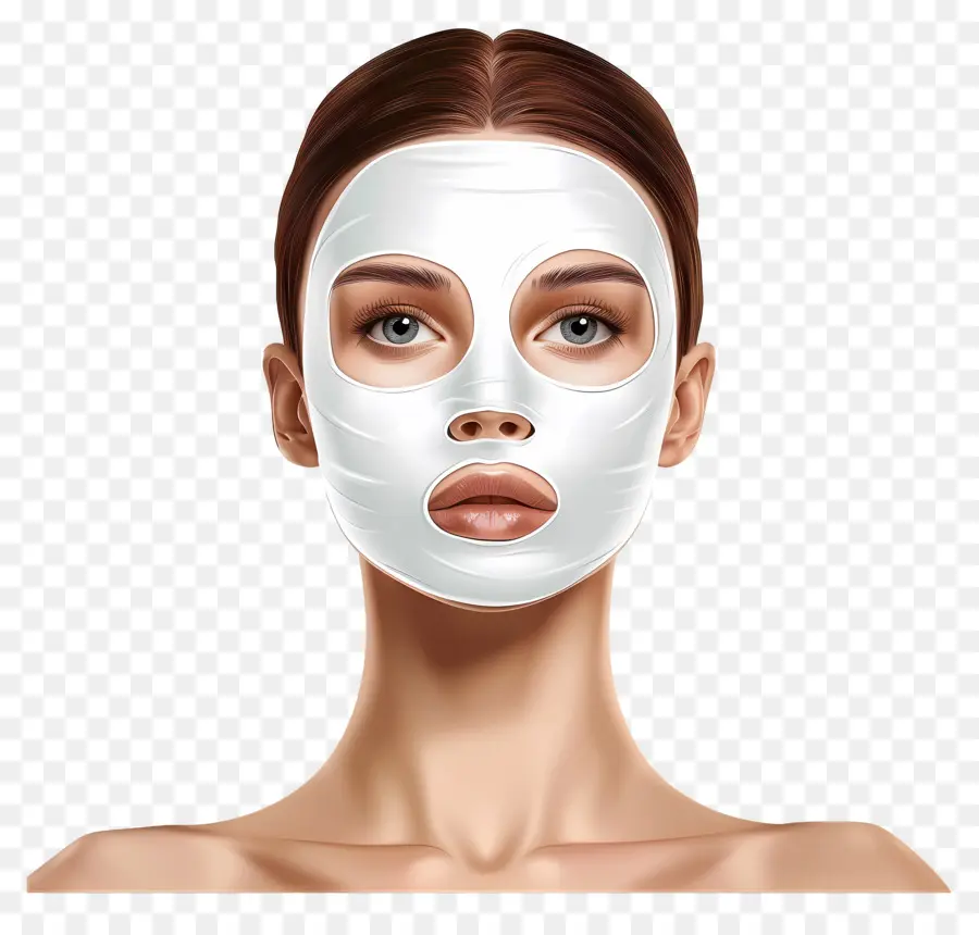 Hermosa Mujer，Mujer Con Mascarilla Facial Blanca PNG