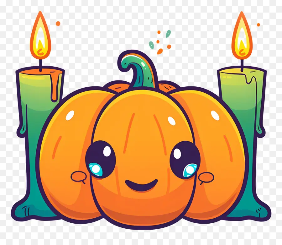 Velas De Halloween，Linda Calabaza Con Velas PNG