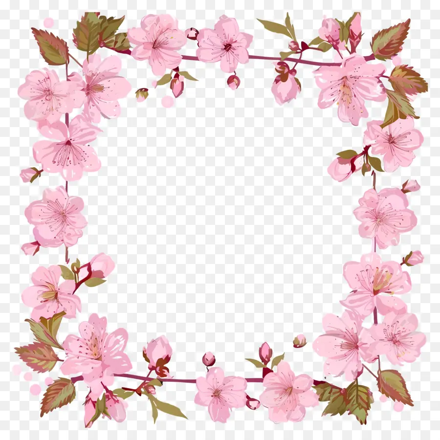 Borde Cuadrado Rosa，Corona De Flores PNG