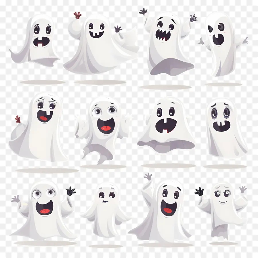 Fantasmas De Halloween，Personajes Fantasmas Felices PNG