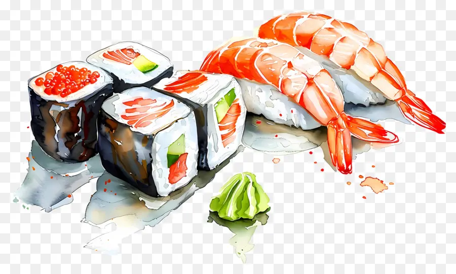 Sushi Acuarela，Sushi PNG