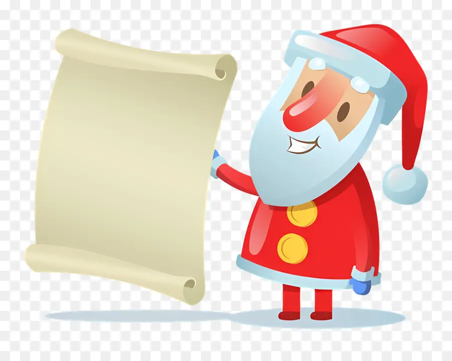 Rollo De Navidad，Papá Noel Con Pergamino PNG