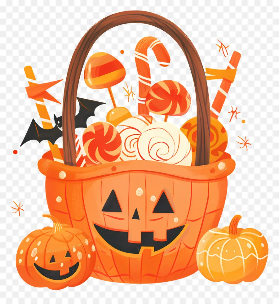 Cubo De Dulces De Halloween，Calabaza Con Caramelos PNG