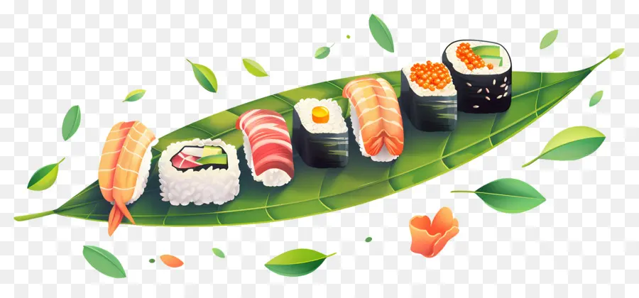 Sushi En Hoja，Japonés PNG