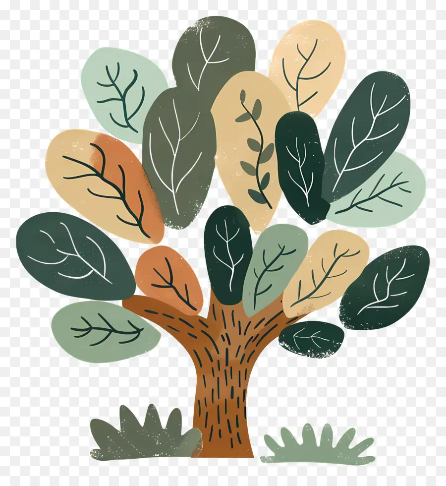 Árbol Animado，árbol Con Hojas PNG