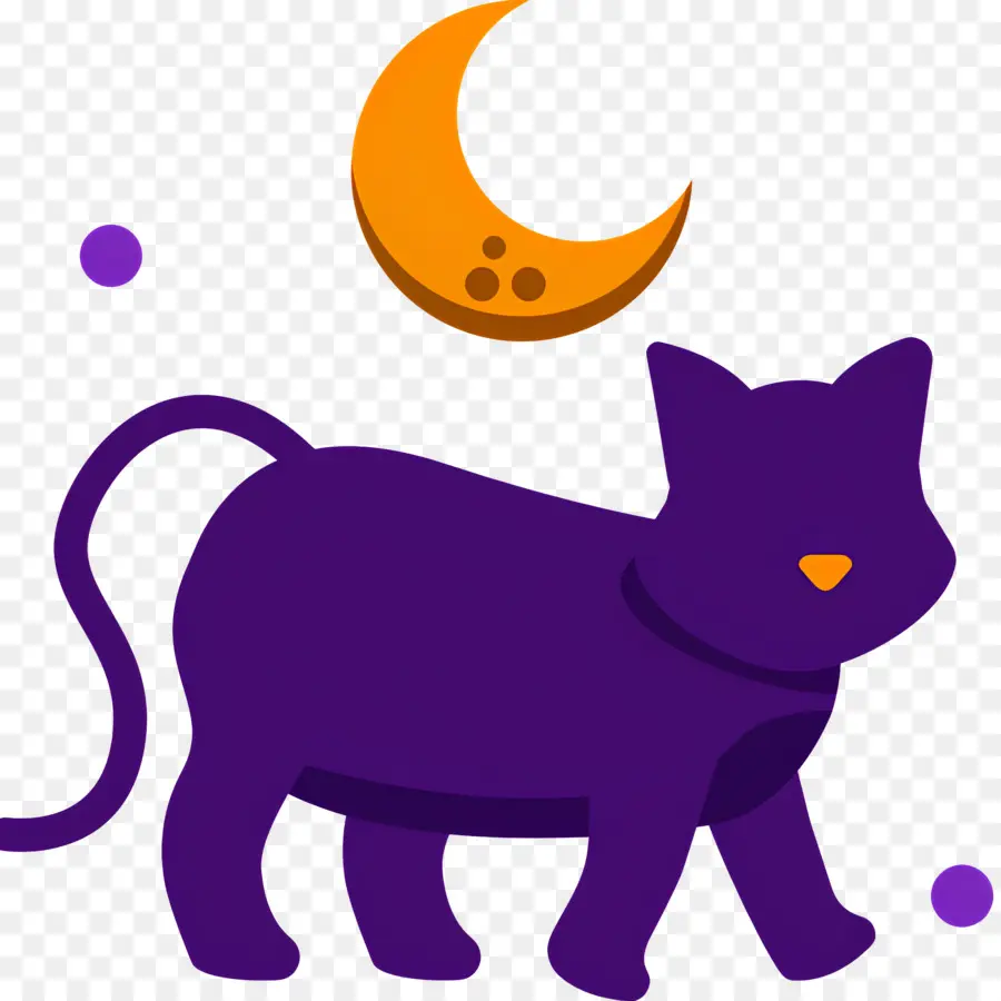 Gato De Halloween，Gato Morado PNG