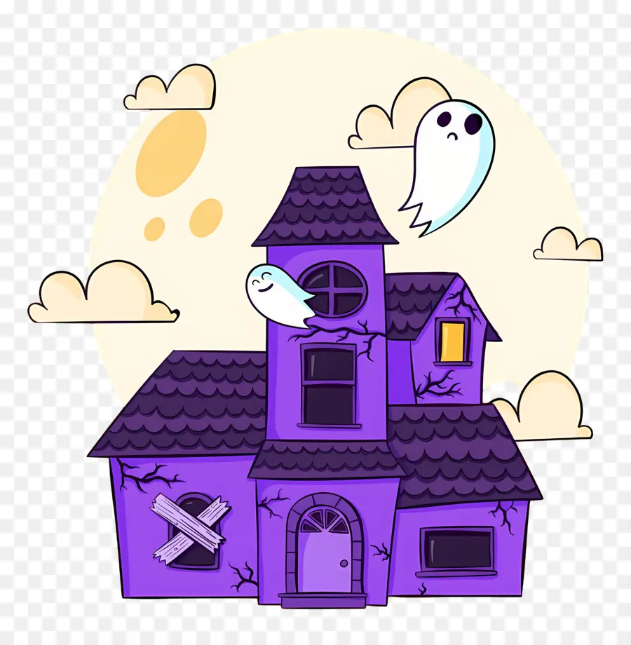 Casa De Halloween，Casa Encantada Púrpura PNG