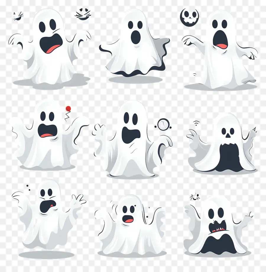 Fantasmas De Halloween，Garabatos De Fantasmas Aterradores PNG