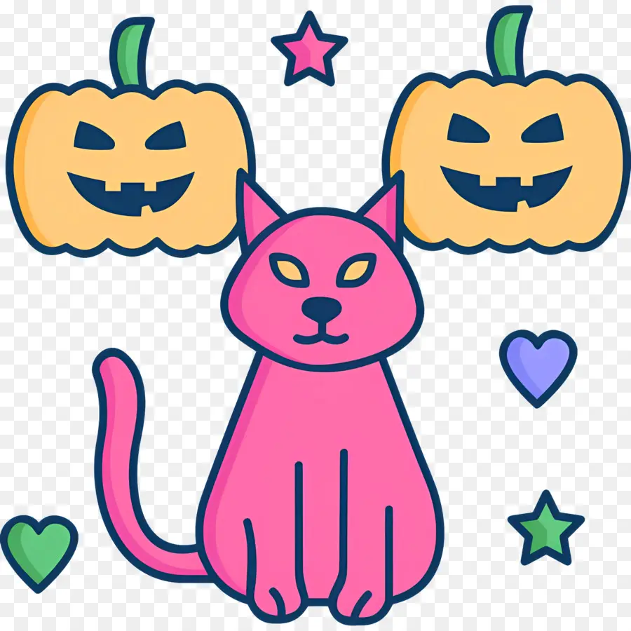 Gato De Halloween，Gato Rosa PNG