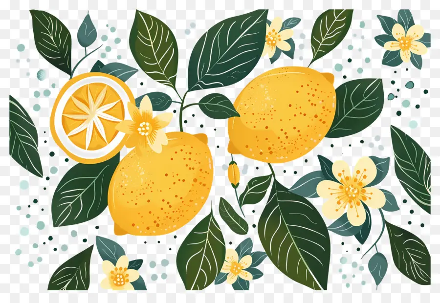 Limones，Limon Y Flores PNG