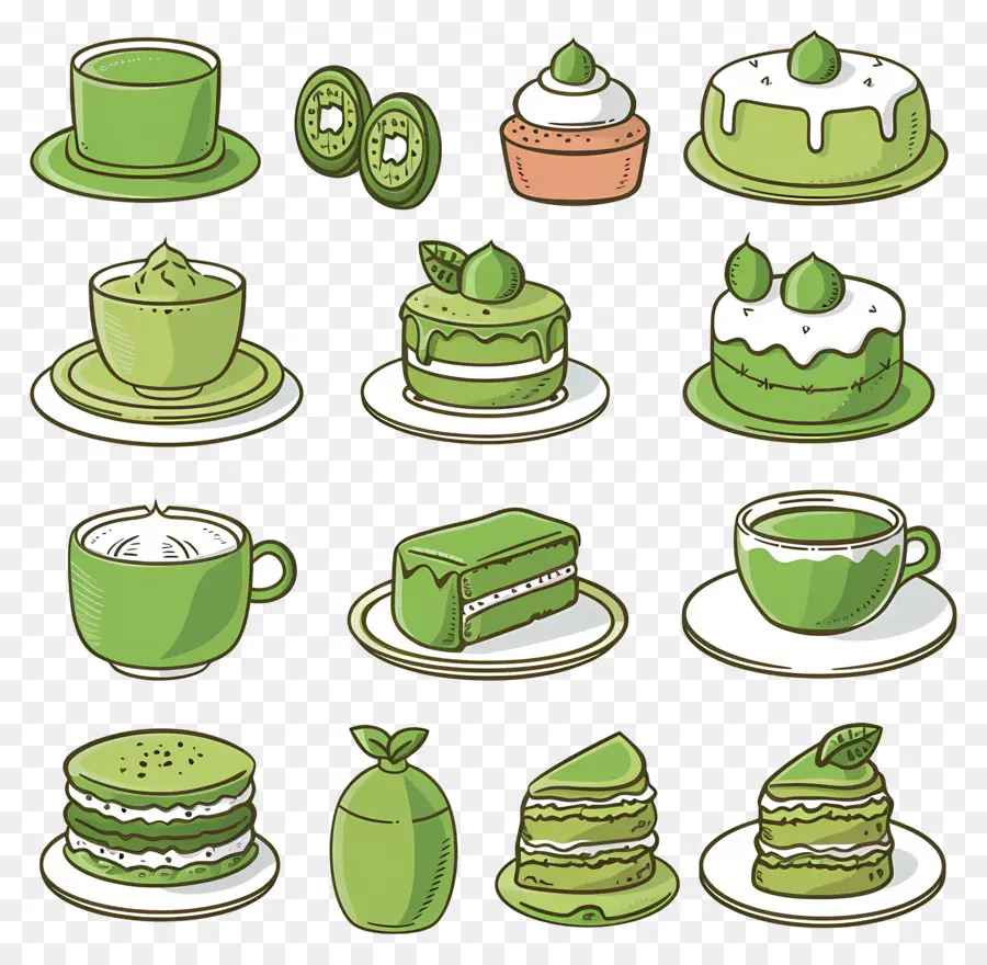 Postres Matcha，Tazas De Té Verde PNG