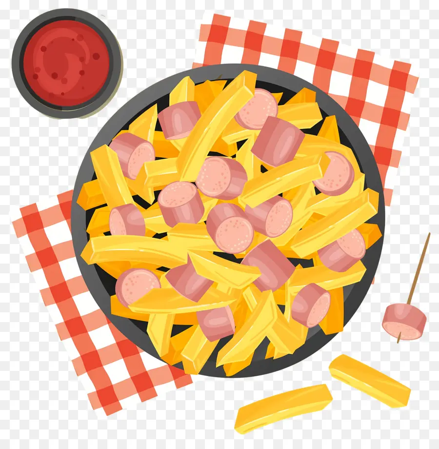 Salchipapa，Papas Fritas Y Salchichas PNG