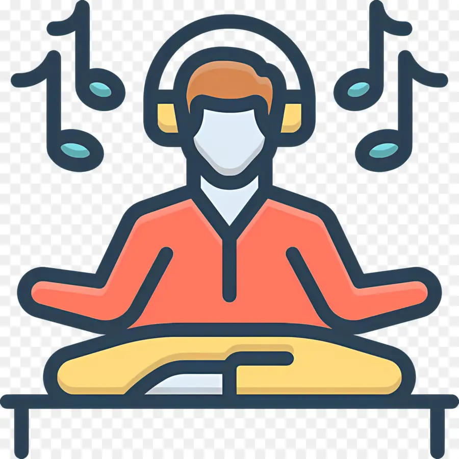 Escuchando Musica，Persona Meditando Con Música PNG