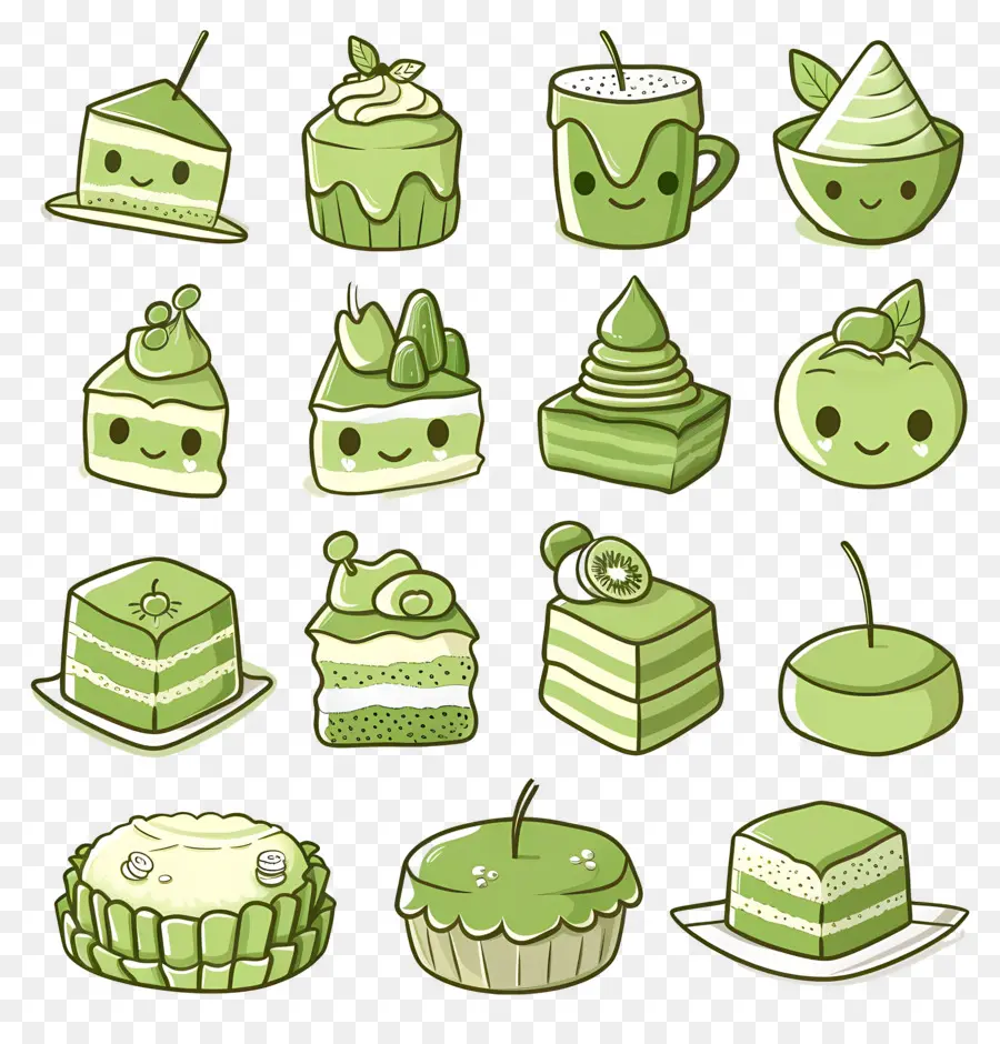 Postres Matcha，Lindos Postres Verdes PNG