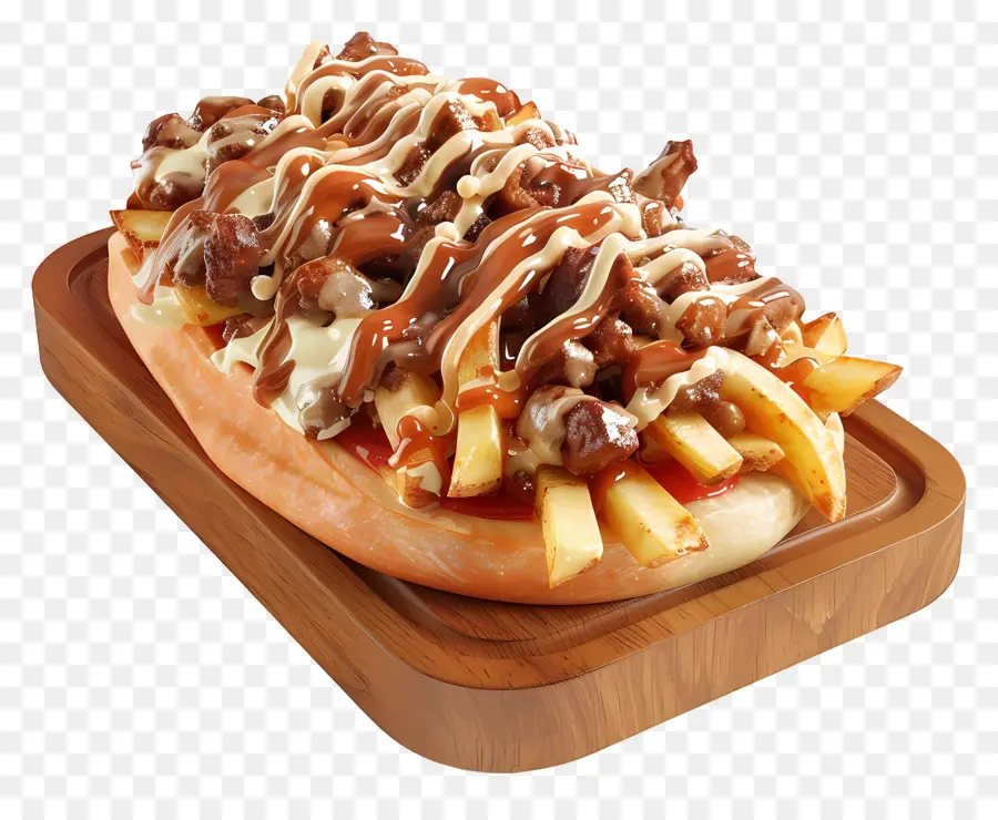 Poutine，Papas Fritas Cargadas Con Carne PNG