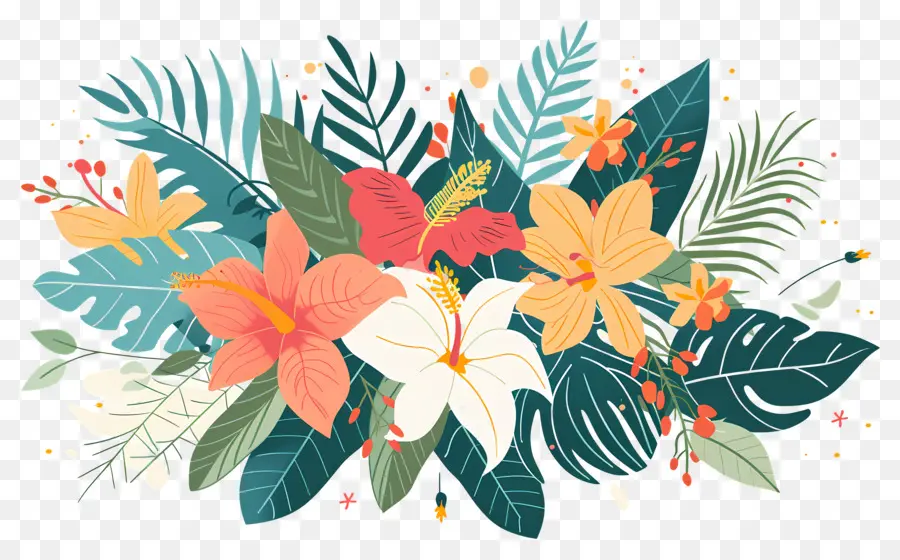 Flores Tropicales，Hojas PNG