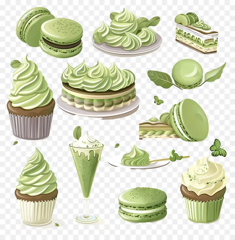 Postres Matcha，Magdalenas Verdes PNG