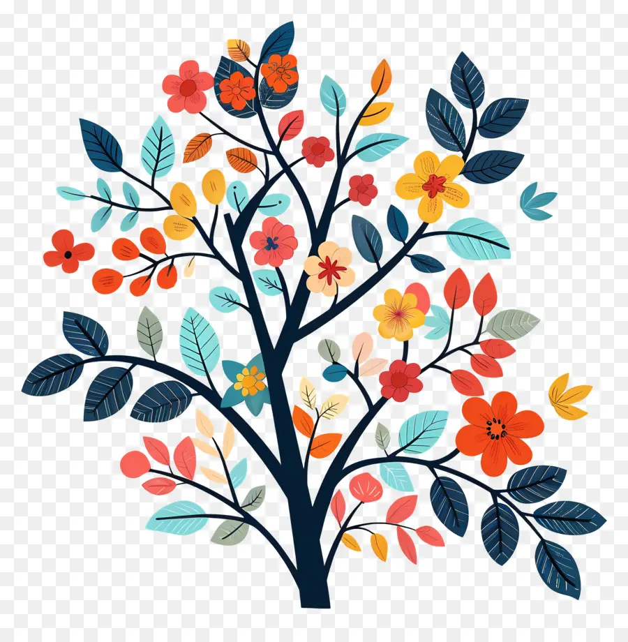 árbol De Flores，Árbol Artístico Con Flores PNG