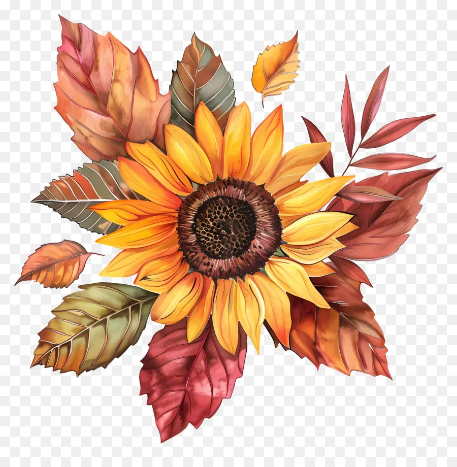 Flores De Otoño，Girasoles PNG