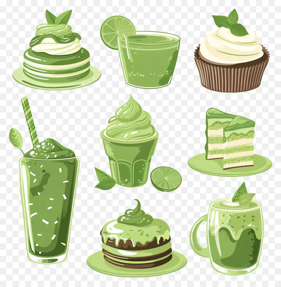 Postres De Matcha，Dulces Verdes PNG