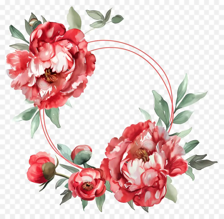 Círculo De Flores，Flores Rojas PNG