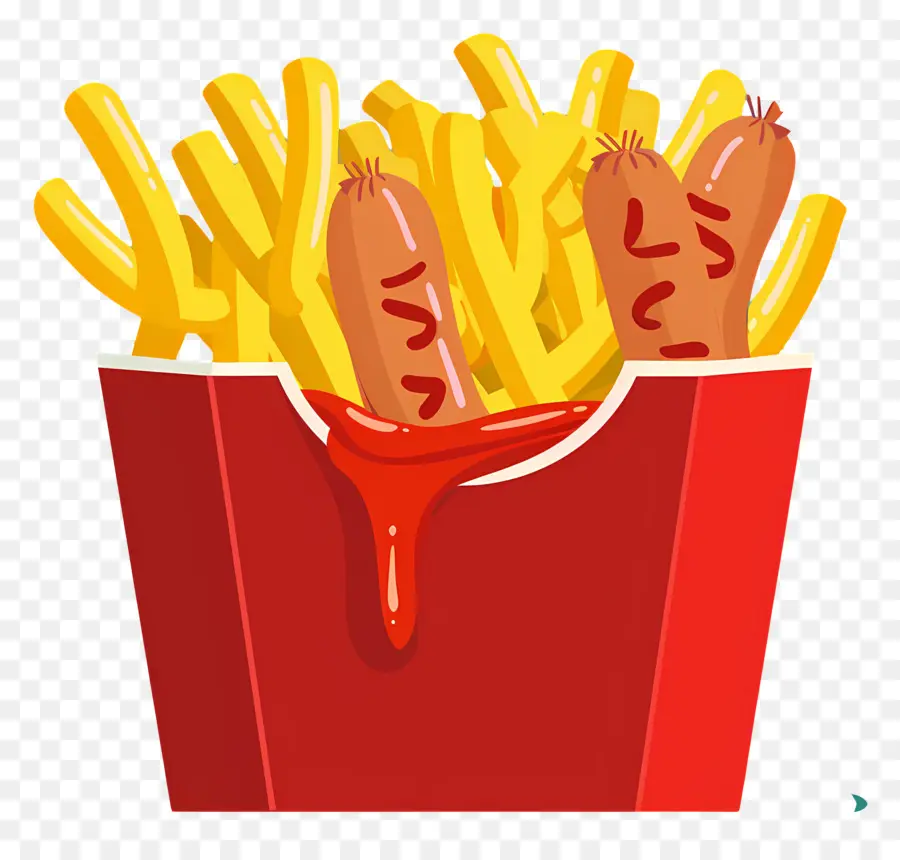 Salchipapa，Papas Fritas Y Salchichas PNG