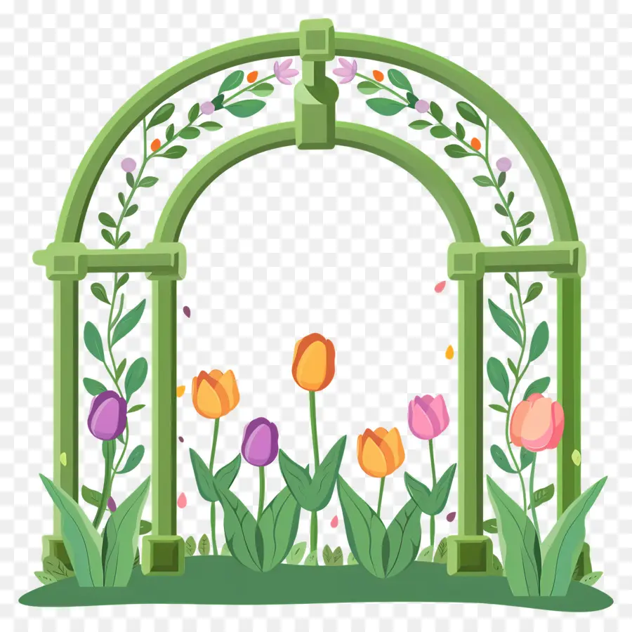 Arco De Flores，Arco Verde Con Tulipanes PNG