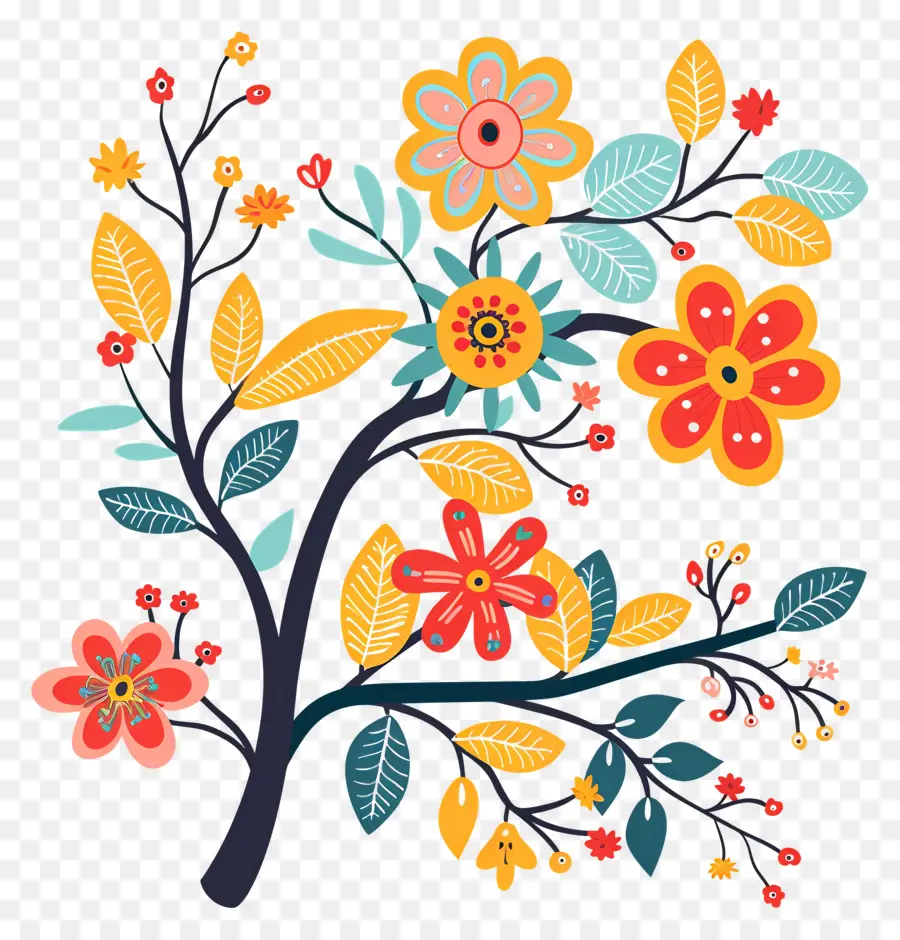 árbol De Flores，Árbol Artístico Con Flores PNG