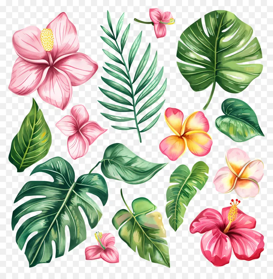 Flores Tropicales，Flores Coloridas PNG