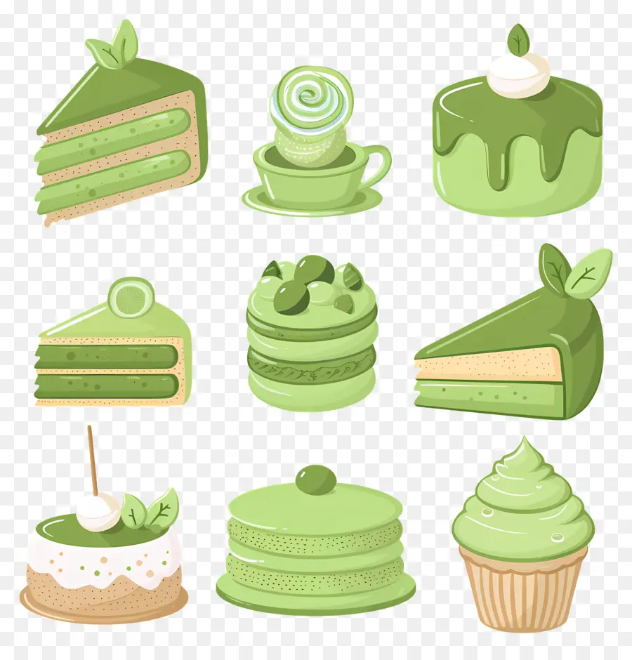 Postres Matcha，Pasteles Verdes PNG