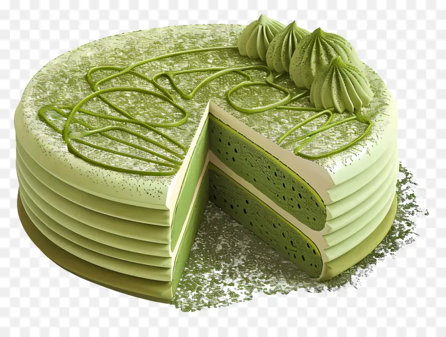 Pastel 3d，Pastel De Capas Verdes PNG