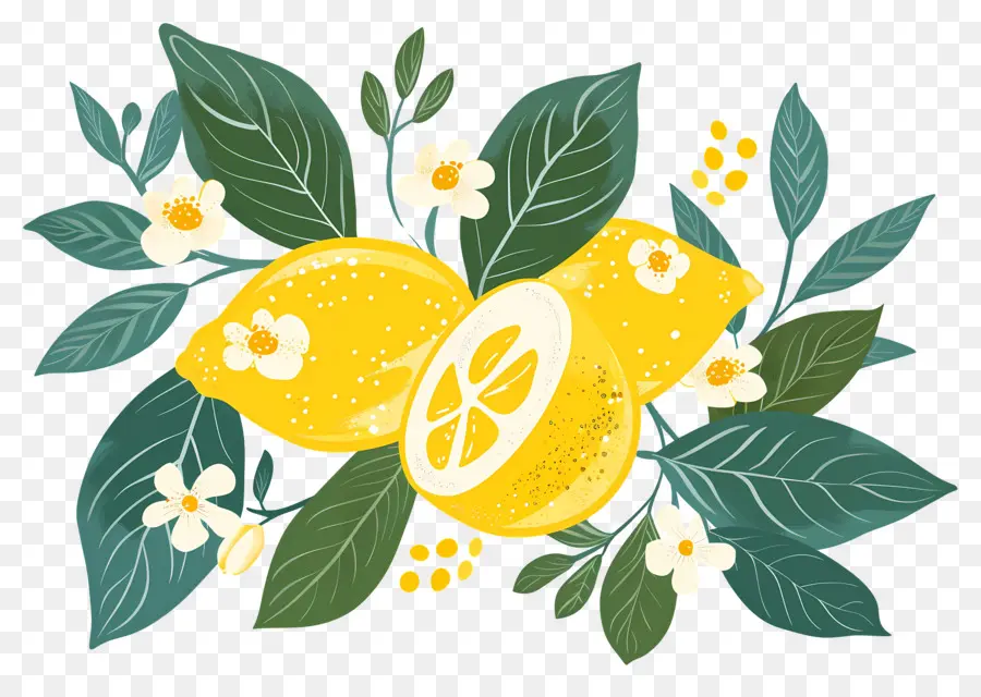 Limones，Limon Y Flores PNG