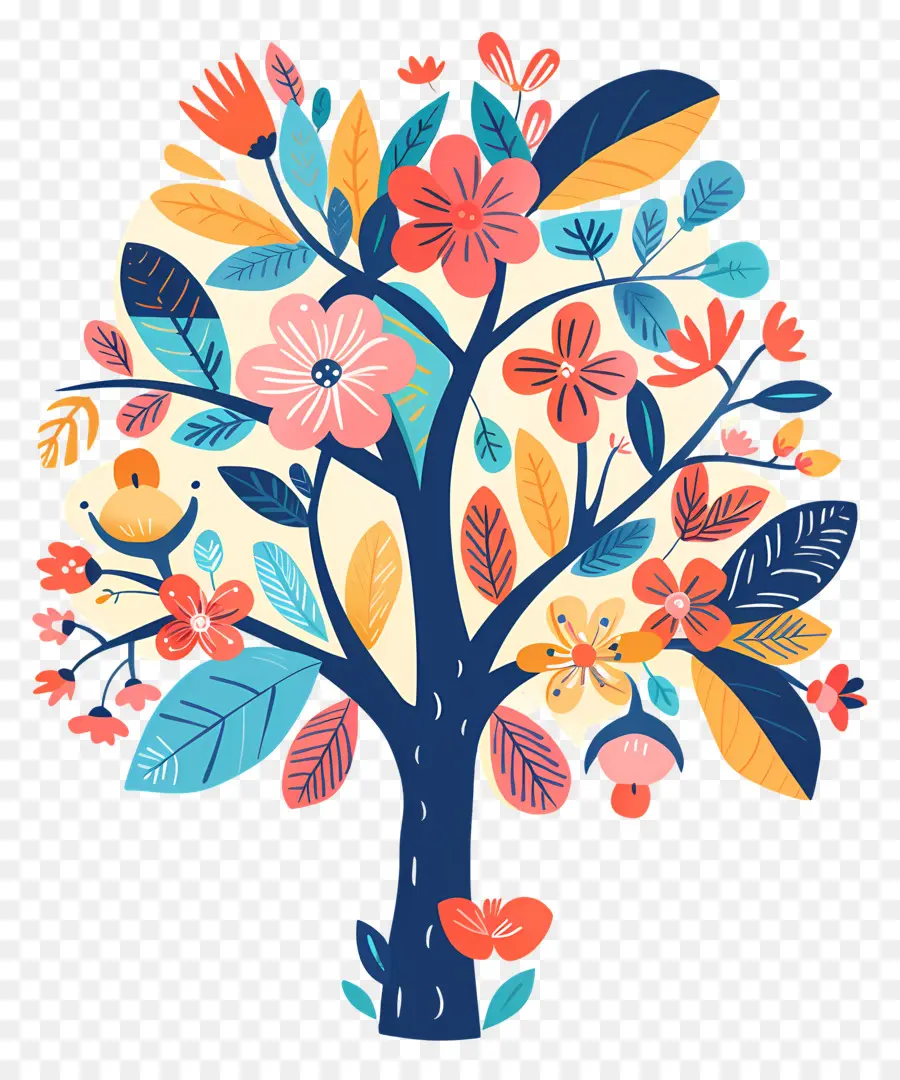 árbol De Flores，Árbol Artístico Con Flores PNG