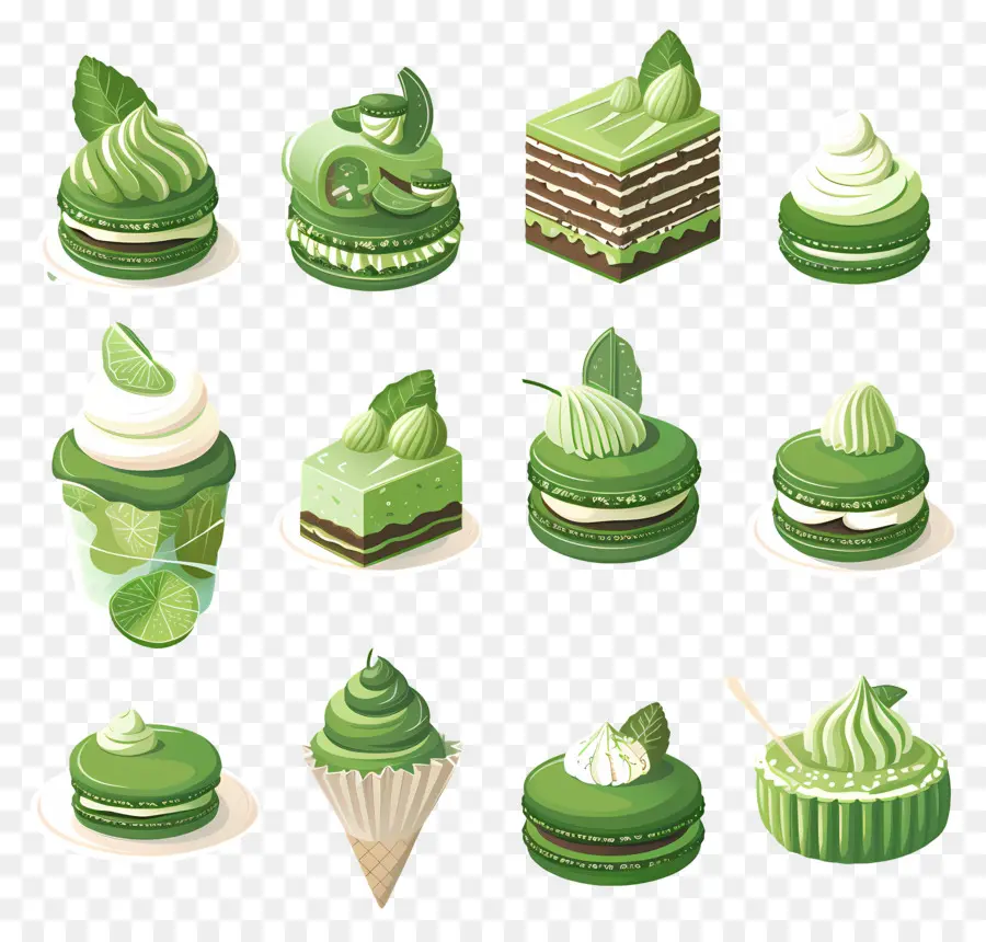 Postres Matcha，Pasteles Verdes PNG