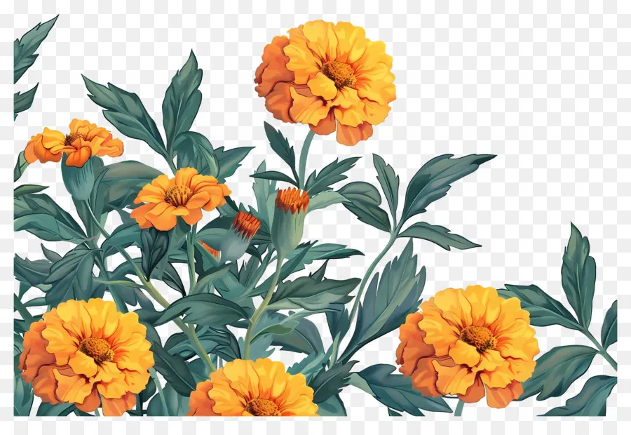 Flores De Caléndula，Caléndulas Naranjas PNG