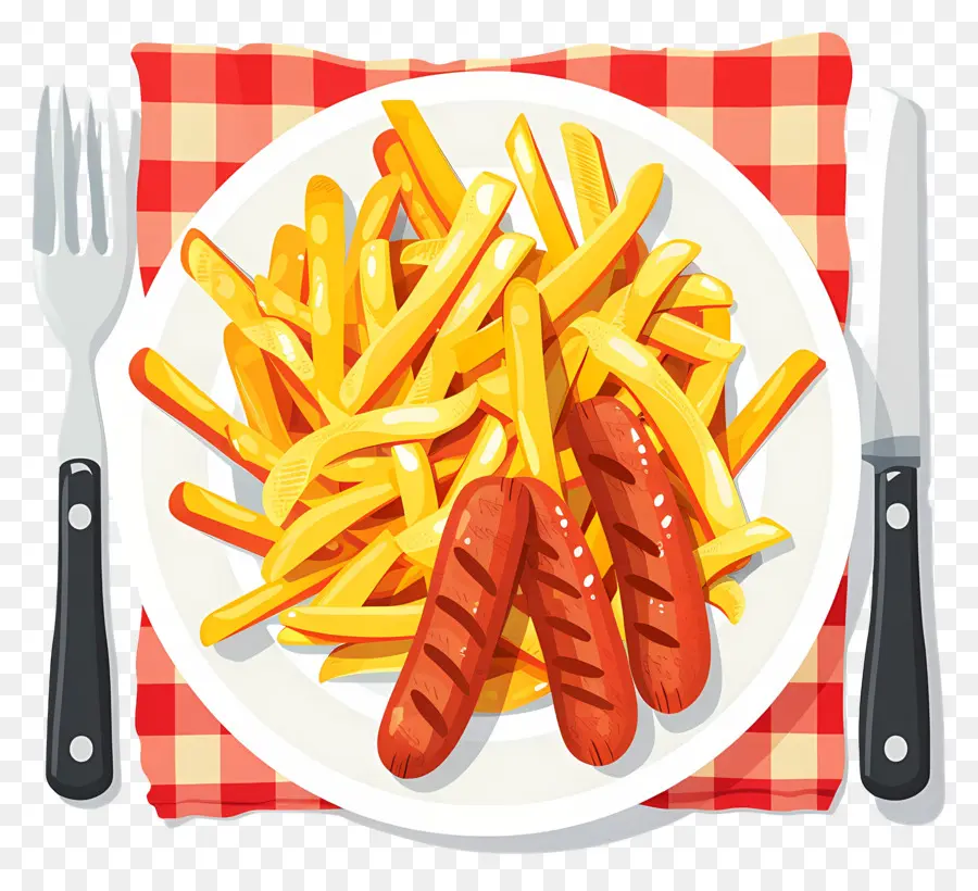 Salchipapa，Papas Fritas Y Salchichas PNG