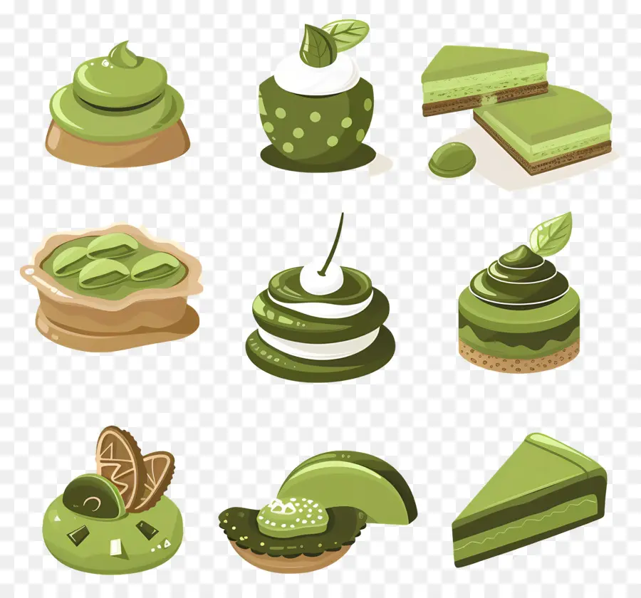 Postre Matcha，Pasteles Verdes PNG