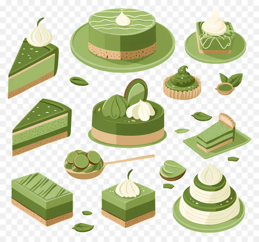 Postre Matcha，Tortas Verdes PNG